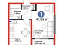1-бөлмелі пәтер · 41.59 м² · 2 қабат, мкр Акжар, Белжайлау 47а, бағасы: 36 млн ₸ в Алматы, Наурызбайский р-н