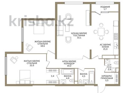 3-комнатная квартира · 127.9 м² · 2/12 этаж, Розыбакиева 197/2 за ~ 121.1 млн ₸ в Алматы, Бостандыкский р-н
