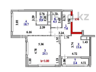 2-комнатная квартира · 78 м² · 12/15 этаж, Турар Рыскулов 3 за 81 млн ₸ в Астане, Есильский р-н