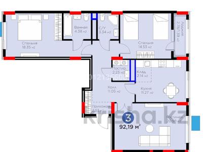 3-бөлмелі пәтер · 93 м² · 6/9 қабат, Сагадат Нурмагамбетов 17, бағасы: 54.3 млн ₸ в Астане, Сарайшык р-н