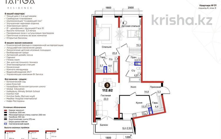 3-комнатная квартира · 113 м² · 3/3 этаж, Городская — Ключи :12.09.🪀. при 100% 20%:(171 500 000)🪀 за ~ 214.4 млн ₸ в Алматы, Медеуский р-н — фото 3