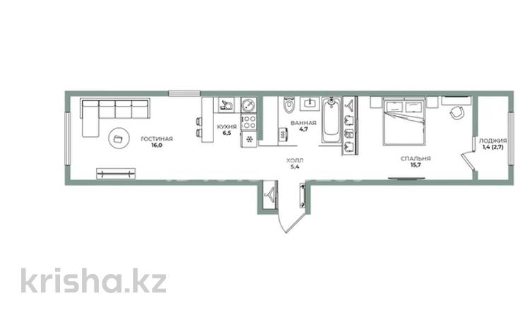 2-комнатная квартира · 49.7 м² · 9/9 этаж, мкр Ботакоз 5 — Рыскулова-Хо Ши Мин, район Алматы Арены за 36 млн ₸ в Алатауский р-н — фото 2