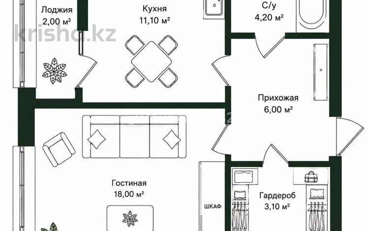 1-комнатная квартира · 44.4 м² · 9/9 этаж, Улы Дала 36 за 27.5 млн ₸ в Астане, Нура р-н — фото 42