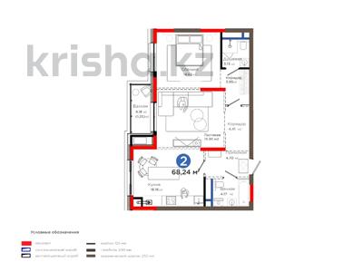 2-бөлмелі пәтер · 70 м² · 3/6 қабат, Толеметова, бағасы: 54.4 млн ₸ в Шымкенте, Абайский р-н