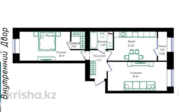 2-комнатная квартира · 65.9 м² · 11/12 этаж, ул. Чингиза Айтматова 77/11 за 29.9 млн ₸ в Астане, Сарыарка р-н — фото 2