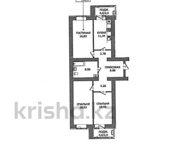 3-комнатная квартира · 88.39 м² · 12/12 этаж, Чингиз Айтматов 65 за 32 млн ₸ в Астане, Нура р-н