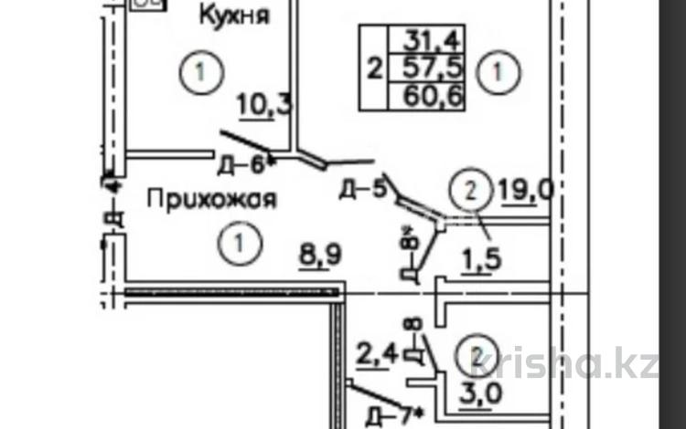 2-комнатная квартира · 60.6 м² · 6/9 этаж, Қарағайлы 55 за 32 млн ₸ в Семее — фото 2