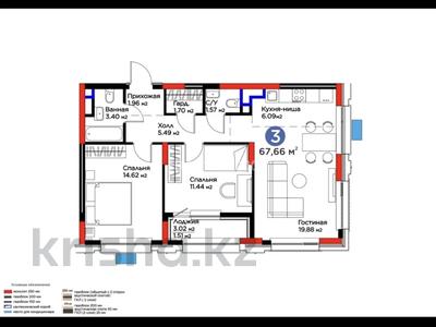 3-бөлмелі пәтер · 68 м² · 9/9 қабат, Туран 57/6, бағасы: 55 млн ₸ в Астане, Нура р-н