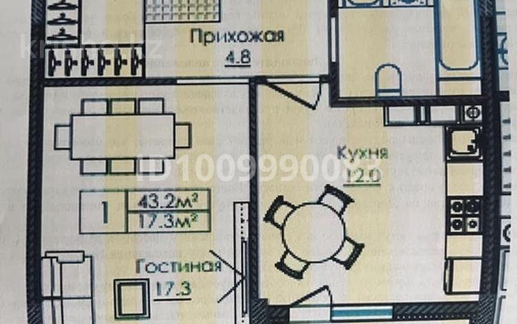 1-комнатная квартира · 42 м² · 14/16 этаж, Шарль де Голля 1 за 27 млн ₸ в Астане, Алматы р-н — фото 2