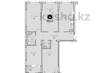 4-комнатная квартира, 110.9 м², 9/12 этаж, E-10 1 за 45.5 млн 〒 в Астане, Есильский р-н