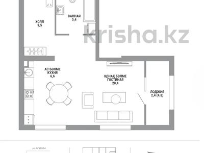 1-бөлмелі пәтер · 44.3 м² · 2/15 қабат, Райымбека 210/8, бағасы: ~ 33.2 млн ₸ в Алматы, Алмалинский р-н
