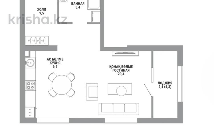1-комнатная квартира · 44.3 м² · 2/15 этаж, Райымбека 210/8 за ~ 33.2 млн ₸ в Алматы, Алмалинский р-н — фото 2