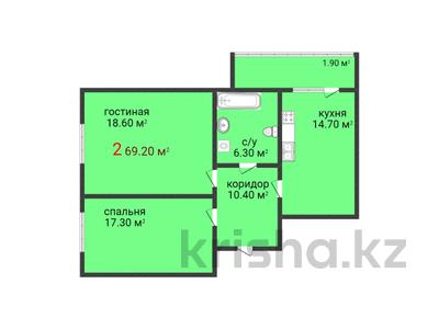 2-комнатная квартира · 69.2 м² · 3/3 этаж, Терешкова 15/2 за 24.5 млн 〒 в 