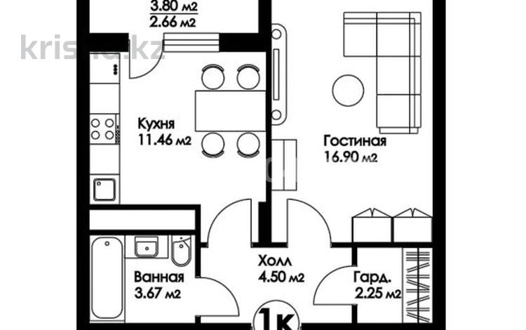 1-комнатная квартира · 41.44 м² · 5/9 этаж, Нажимеденова — A 426 за ~ 19.5 млн ₸ в Астане, Сарайшык р-н — фото 10