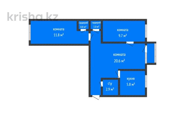 3-бөлмелі пәтер · 56 м² · 5/5 қабат, Юрия Гагарина 15, бағасы: 17 млн ₸ в Костанае — фото 3