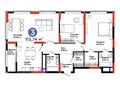3-бөлмелі пәтер · 113.71 м² · 7/21 қабат, Бухар жырау 20 — Туран и Бухар Жырау, бағасы: 109 млн ₸ в Астане, Нура р-н — фото 2