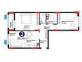 3-комнатная квартира · 69.29 м², Бухар жырау 31/1 за ~ 60.8 млн ₸ в Астане, Есильский р-н — фото 3