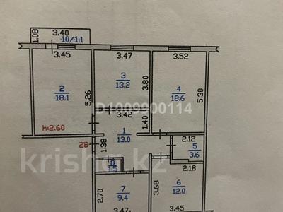 4-комнатная квартира · 93 м² · 4/5 этаж, Балапанова 4 за 37 млн 〒 в Талдыкоргане, мкр Мушелтой