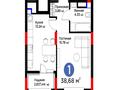 1-комнатная квартира · 39 м² · 8/17 этаж, Турар Рыскулов- САМАЯ НИЗКАЯ ЦЕНА !! Ипотека+ за ~ 28 млн ₸ в Астане, Есильский р-н — фото 2
