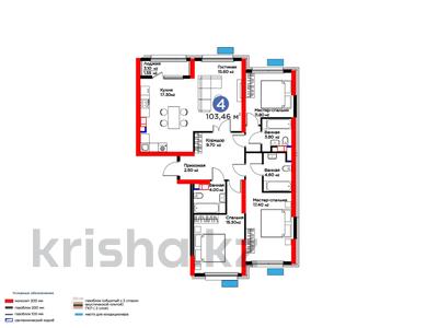 4-комнатная квартира · 103.46 м² · 3/16 этаж, Толеметова, возле DENDRO SAYABAQ за ~ 38.4 млн 〒 в Шымкенте, Абайский р-н