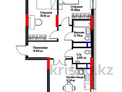 3-комнатная квартира, 72.54 м², Туран 55/12 за ~ 32.6 млн 〒 в Астане, Есильский р-н