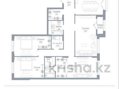 4-комнатная квартира · 144.9 м² · 2/8 этаж, Абубакир Тыныбаев 10 за ~ 125.8 млн ₸ в Астане, Алматы р-н