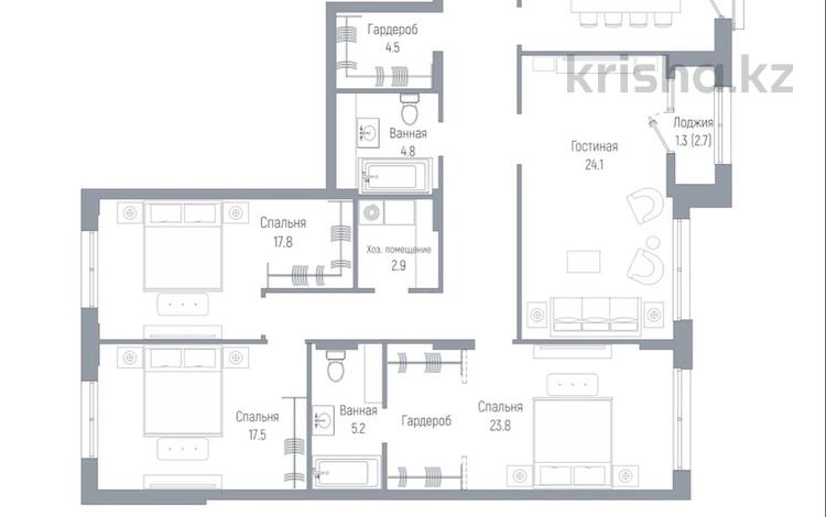 4-комнатная квартира · 144.9 м² · 2/8 этаж, Абубакир Тыныбаев 10 за ~ 125.8 млн ₸ в Астане, Алматы р-н — фото 2