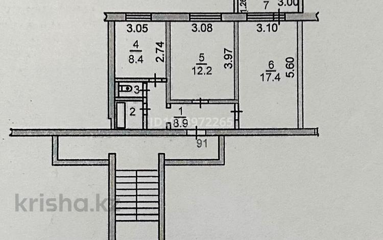 2-комнатная квартира · 51.7 м² · 6/6 этаж, 7-й микрорайон, 7 мкрн. 9 за 23 млн ₸ в Костанае — фото 2