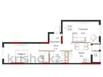 2-комнатная квартира · 64 м² · 10 этаж, А431 13 — Ш.Шаймерденов за 30.9 млн ₸ в Астане, Сарайшык р-н