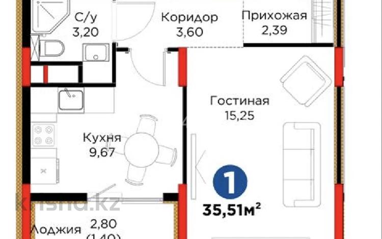1-бөлмелі пәтер · 35.5 м² · 7/9 қабат, Е 101 — Туран - Казыбек би, бағасы: 24.6 млн ₸ в Астане, Нура р-н — фото 24