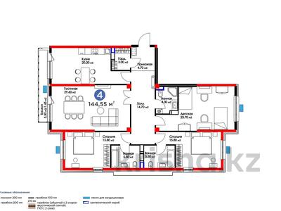 4-комнатная квартира · 147 м², К. Толеметова — 12% СКИДКА за ~ 69.5 млн 〒 в Шымкенте