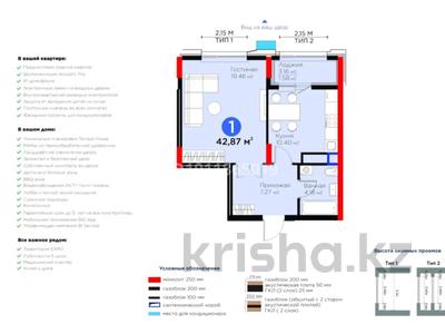 1-бөлмелі пәтер · 43 м² · 9 қабат, Турар Рыскулов 18 — Горячка, бағасы: 33 млн ₸ в Астане, Есильский р-н
