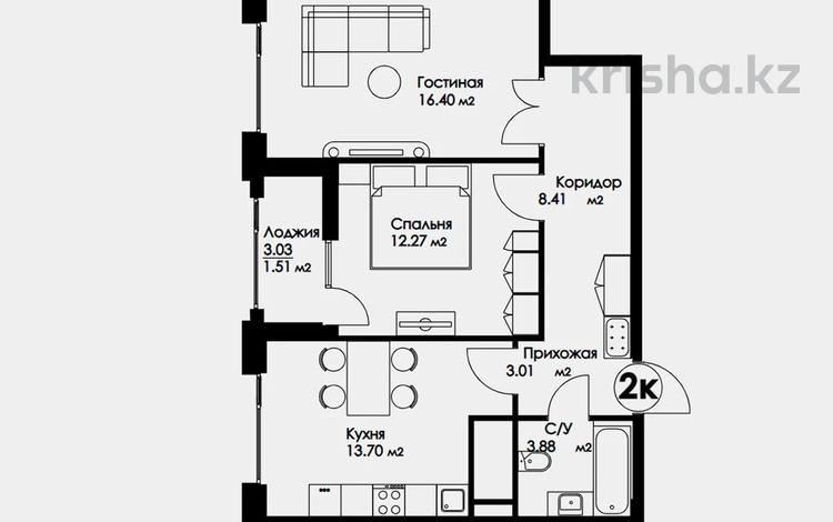 2-комнатная квартира, 59.3 м², 12/16 этаж, E-10