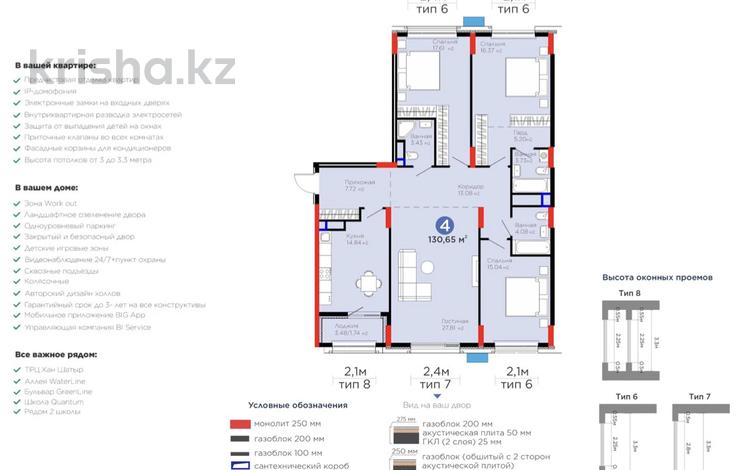 4-комнатная квартира · 130 м², Е-899 7 — ключи :24.10.26🪀🪀🪀 за 89.6 млн ₸ в Астане, Нура р-н — фото 2