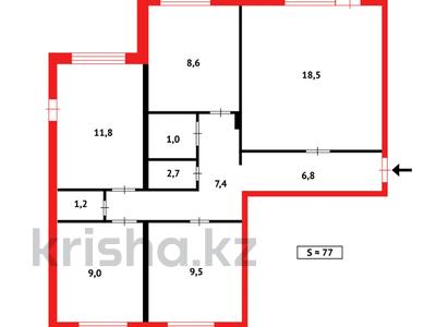 4-бөлмелі пәтер · 77 м² · 6/9 қабат, 27-шағынаудан, Язева 2, бағасы: 29.5 млн ₸ в Караганде, Казыбек би р-н