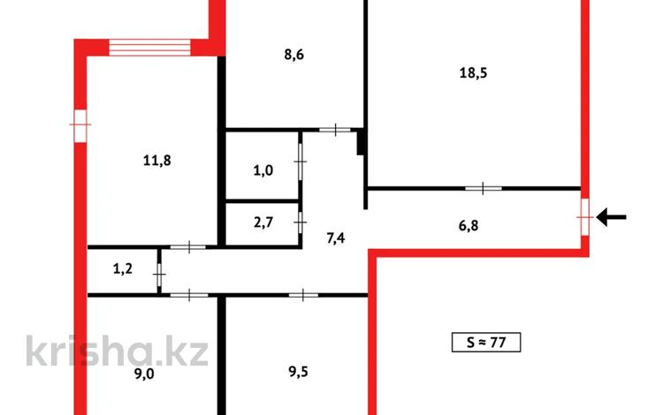 4-бөлмелі пәтер · 77 м² · 6/9 қабат, 27-шағынаудан, Язева 2, бағасы: 29.5 млн ₸ в Караганде, Казыбек би р-н — фото 37