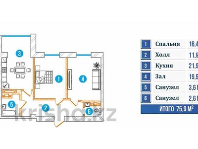 2 комнаты, 75.9 м², ЖК Орталык, Уральск, ул. Молдагулова, 5/4 от 29 601 000 〒
