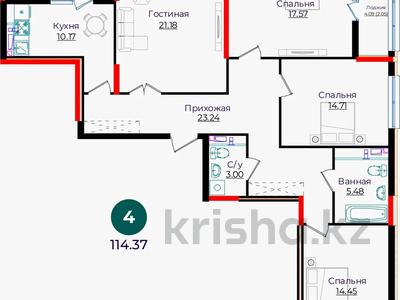 4-комнатная квартира · 115 м², E-882 за ~ 46.1 млн ₸ в Астане, Нура р-н