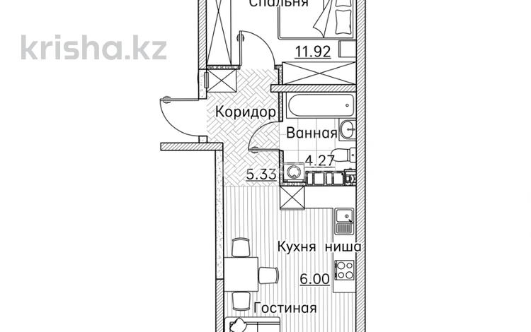 1-комнатная квартира · 46.42 м² · 5/6 этаж, Алатауская трасса 154 за 23.5 млн ₸ в Туздыбастау (Калинино) — фото 6