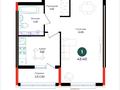 1-комнатная квартира · 43.4 м² · 8/9 этаж, Е 882 13 за 25.5 млн ₸ в Астане, Нура р-н