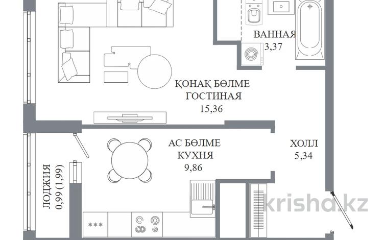 1-комнатная квартира · 34.92 м² · 14/14 этаж, Пересечение ул. Калдаякова и ул. Жургенова — БЕЗ КОМИССИИ / РАССРОЧКА / ИПОТЕКА / ОГРОМНЫЙ ВЫБОР / ЗВОНИТЕ за ~ 19.8 млн ₸ в Астане, Сарайшык р-н — фото 9
