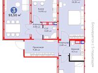 3-комнатная квартира · 92.1 м² · 4/9 этаж, Е 509 9 — Улы Дала, Аль Фараби за 47.5 млн ₸ в Астане, Есильский р-н