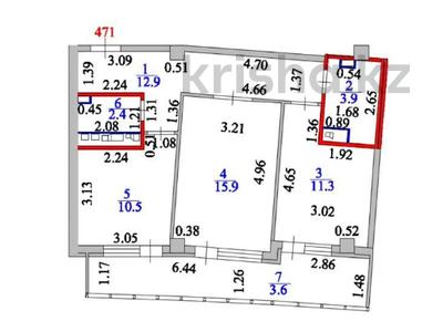 2-комнатная квартира, 60.5 м², 7/12 этаж, Чингиза Айтматова за 23.5 млн 〒 в Астане, Нура р-н