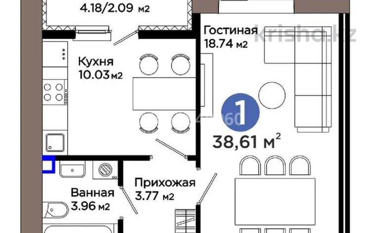 1-бөлмелі пәтер · 38.61 м² · 9/12 қабат, Е 909 29, бағасы: 27 млн ₸ в Астане, Нура р-н — фото 2