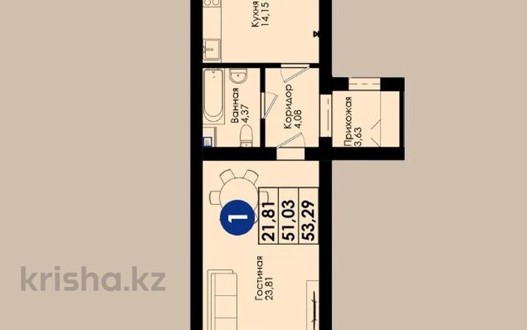 1-бөлмелі пәтер · 53.9 м² · 2/9 қабат, Жунусова 41, бағасы: 28 млн ₸ в Кокшетау — фото 2