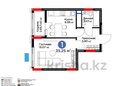 1-бөлмелі пәтер · 35.25 м² · 14/14 қабат, Е 915 19 — Улы Дала, бағасы: 22 млн ₸ в Астане, Есильский р-н