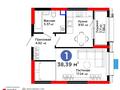 1-комнатная квартира · 38.39 м² · 2/12 этаж, Калдаякова 30 — Парк Металлургов за 27.3 млн 〒 в Шымкенте, Туран р-н