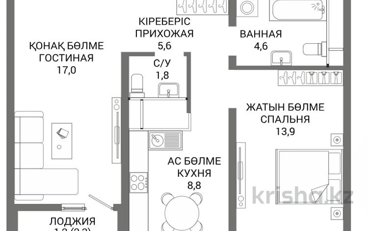 2-бөлмелі пәтер · 52.9 м² · 2/16 қабат, Мангилик Ел 74, бағасы: ~ 28.6 млн ₸ в Астане — фото 3