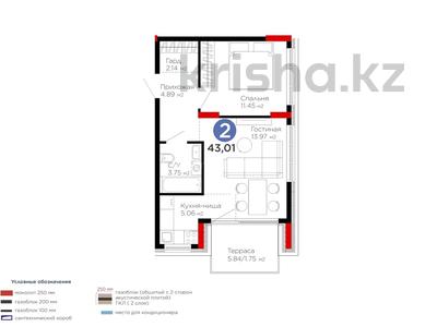 2-бөлмелі пәтер · 43.1 м² · 1/9 қабат, Шайден Даулетова 2, бағасы: 25 млн 〒 в Атырау