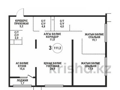 3-комнатная квартира · 112 м² · 9/12 этаж, Розыбакиева за 121.5 млн 〒 в Алматы, Бостандыкский р-н